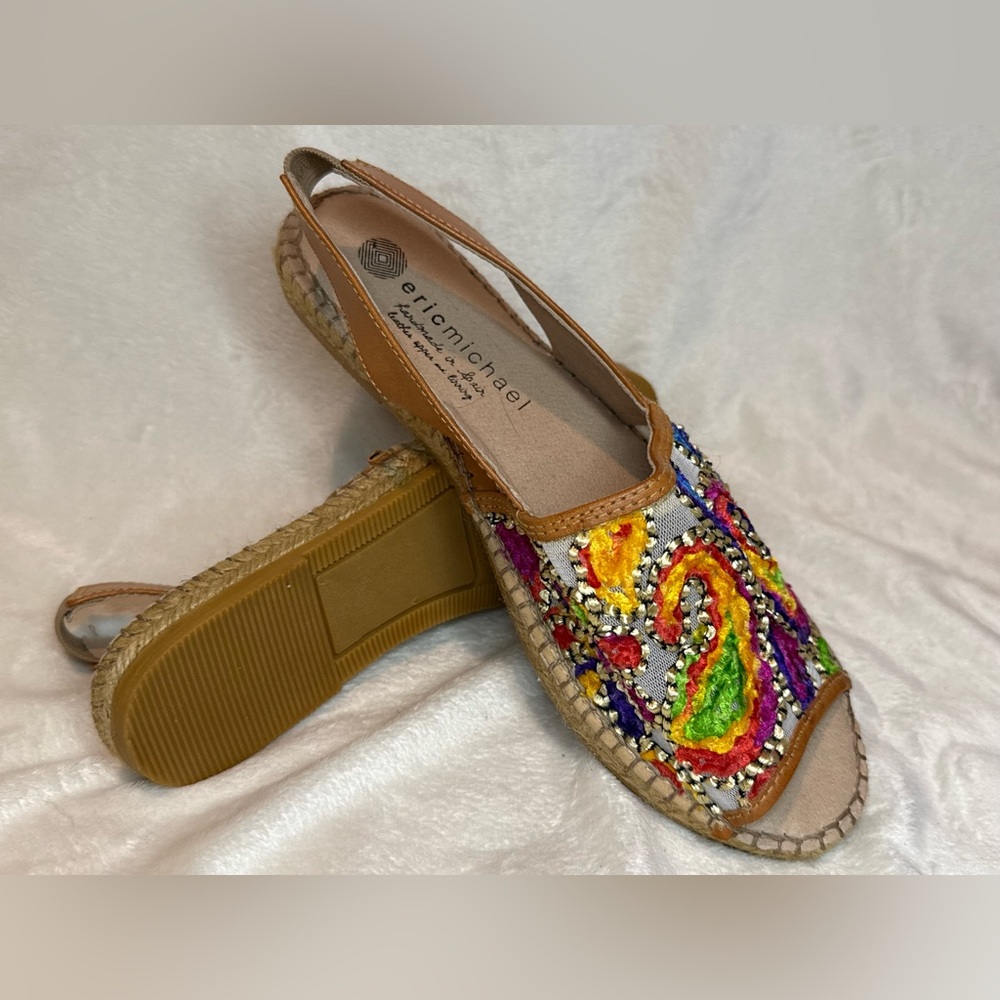 Eric Michael Colorful Paisley Embroidered Espadrilles Women’s size EU‎ 38 US 7.5 - Picture 5 of 8